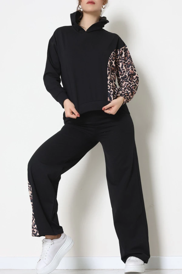 Garnili 2 İplik Eşofman Takımı Siyahleopar - 50746.1005.