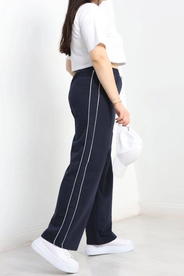 Çift Biyeli Büyük Beden Eşofman Altı Lacivert - 50772.1005.