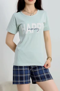 Süprem Baskılı Pijama Takım Mint - 50775.1773.