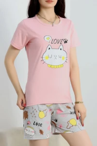 Süprem Baskılı Pijama Takım Pudragri - 50775.1773.