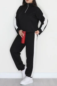 Fermuarlı 2 İplik Büyük Beden Eşofman Takımı Siyah - 50785.1857.