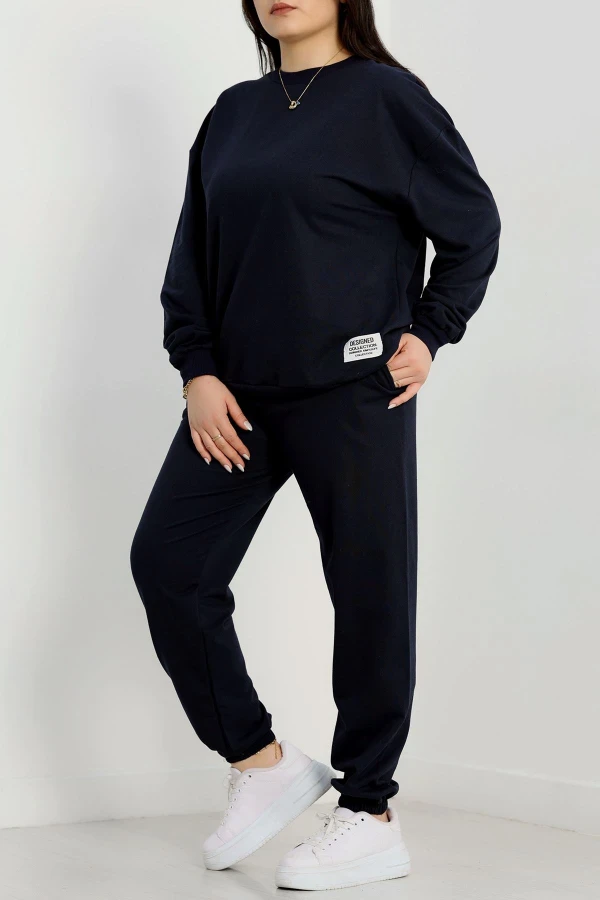 2 İplik Büyük Beden Eşofman Takımı Lacivert - 50795.1857.