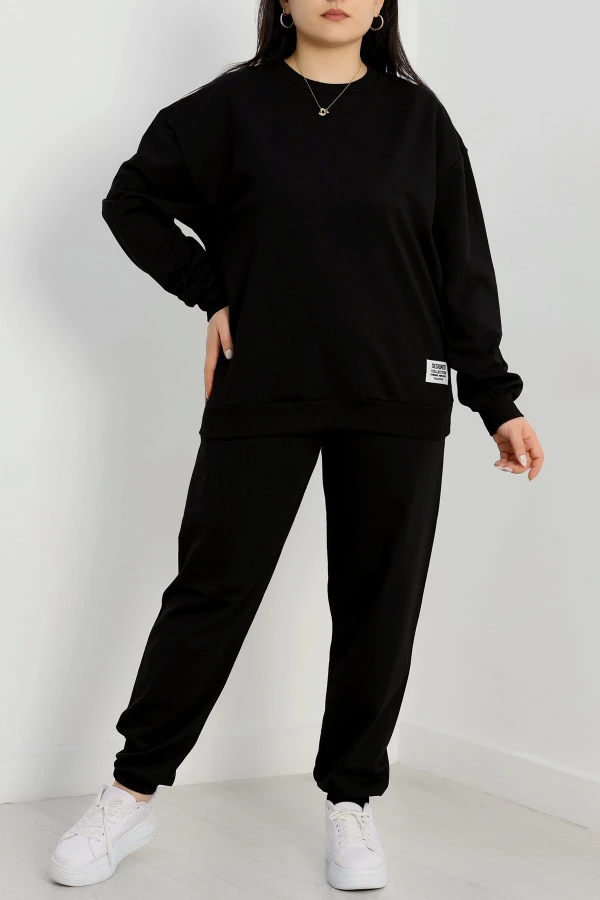 2 İplik Büyük Beden Eşofman Takımı Siyah - 50795.1857.