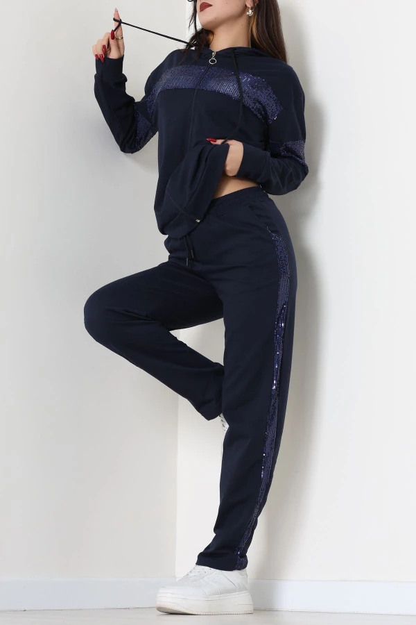 Pul Garnili 2 İplik Eşofman Takımı Lacivert - 50800.1857.