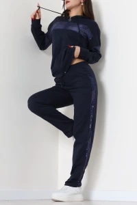 Pul Garnili 2 İplik Eşofman Takımı Lacivert - 50800.1857.