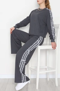 Dantel Şeritli 2 İplik Eşofman Takımı Füme - 50801.1857.