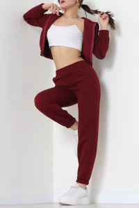 3 İplik Crop Eşofman Takımı Bordo - 50913.1878.