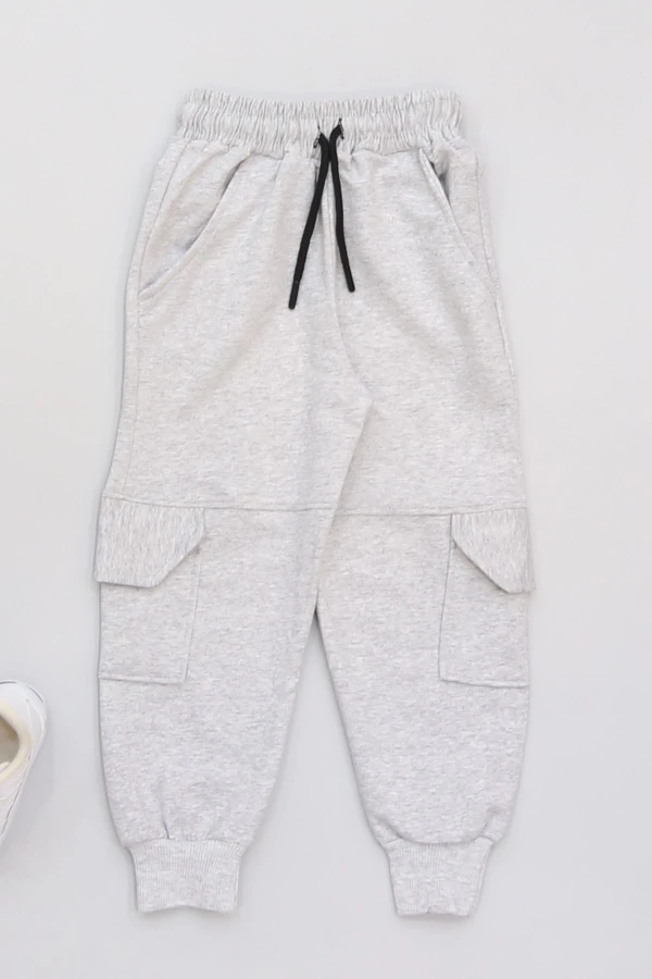 6-10 Yaş 2 İplik Kargo Eşofman Altı Gri - 50945.2066.