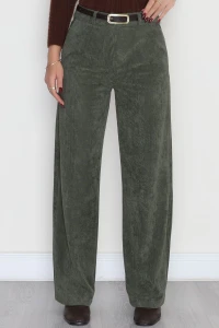 Fitilli Likralı Kadife Pantolon Haki - 51027.1920.