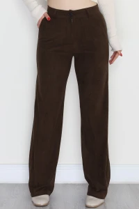 Fitilli Likralı Kadife Pantolon Kahve - 51027.1920.