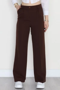 Dabıl Kumaş Pileli Palazzo Pantolon Kahve - 51062.1991.