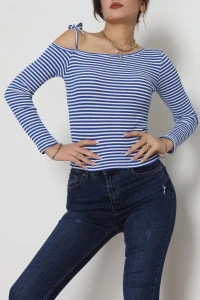 Tek Omuz Detaylı Likralı Kaşkorse Bluz Lacibeyaz - 51091.1567.