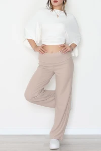 Yumoş Kumaş Beli Katlamalı Pantolon Latte - 51097.2114.
