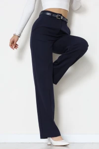 Dabıl Kumaş Kemerli Palazzo Pantolon Lacivert - 51113.1920.