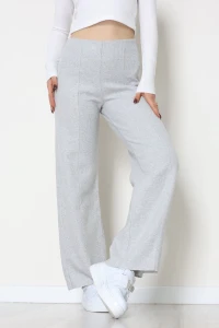 Selanik Kumaş Bel Lastikli Çımalı Pantolon Gri - 51226.1567.