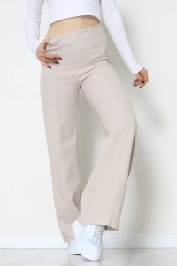 Selanik Kumaş Bel Lastikli Çımalı Pantolon Bej - 51226.1567.