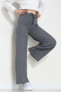 Selanik Kumaş Bel Lastikli Palazzo Pantolon Antrasit - 51228.1567.