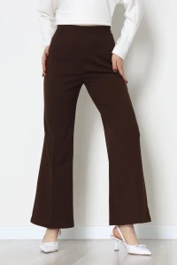 İthal Scuba Krep Likralı Yandan Fermuarlı Pantolon Kahve - 51233.1397.