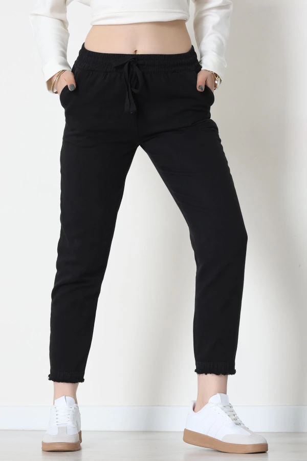 Gabardin Beli Lastikli Pantolon Siyah - 51249.1347.