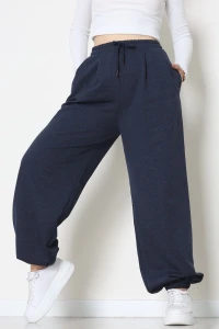 Paça Lastikli 2 İplik Pileli Eşofman Altı Lacivert - 52008.1857.