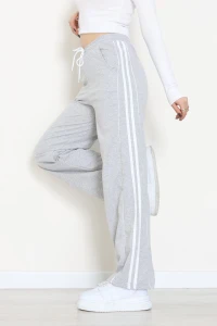 Şeritli 2 İplik Eşofman Altı Gri - 52028.1005.