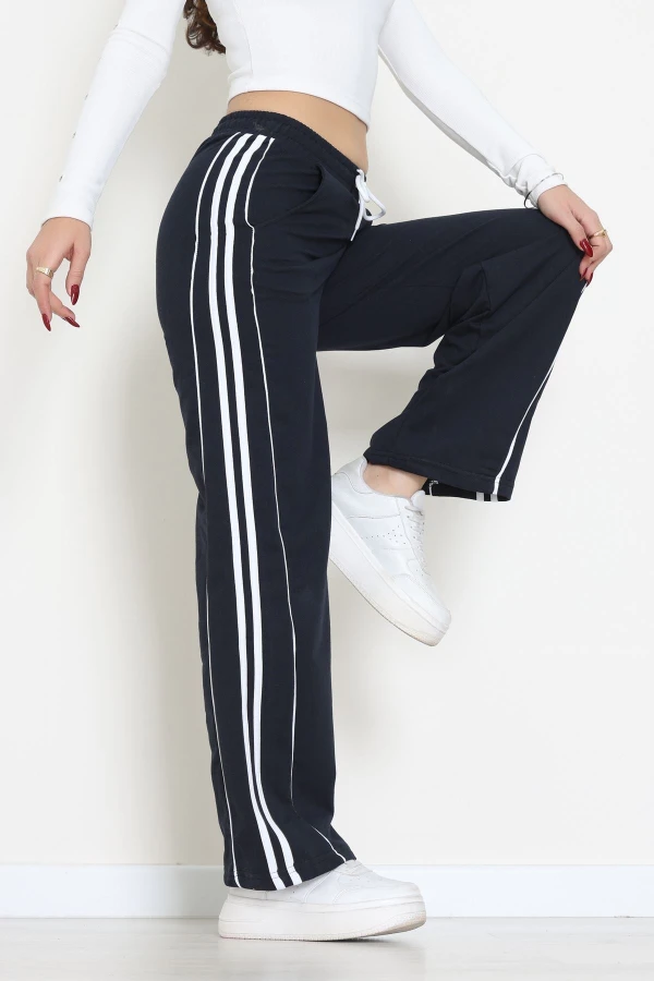 Şeritli 2 İplik Eşofman Altı Lacivert - 52028.1005.