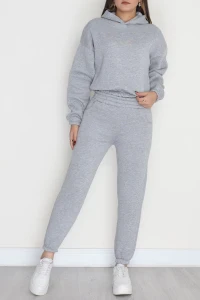 3 İplik Şardonlu Eşofman Takımı Gri - 52049.1878.