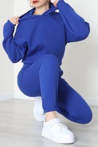 3 İplik Şardonlu Eşofman Takımı Saks - 52049.1878.