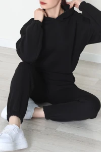 3 İplik Şardonlu Eşofman Takımı Siyah - 52049.1878.