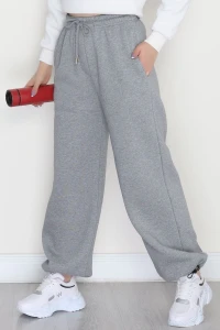 3 İplik Şardonlu Paça Stoperli Eşofman Altı Gri - 52069.2113.