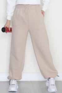 3 İplik Şardonlu Paça Stoperli Eşofman Altı Bej - 52069.2113.