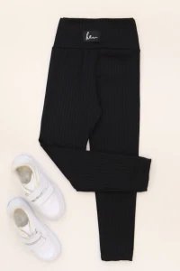 3-12 Yaş Şardonlu Fitilli Çocuk Tayt Siyah - 52089.1780.