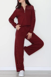 Pul Garnili 2 İplik Eşofman Takımı Bordo - 52109.1567.