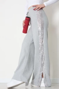 2 İplik Pul Detaylı Eşofman Altı Gri - 52110.1857.