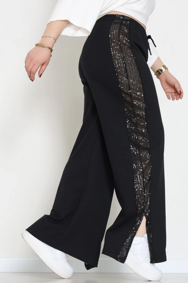 2 İplik Pul Detaylı Eşofman Altı Siyah - 52111.1857.