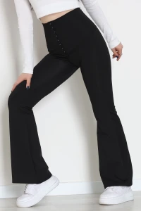 Agraflı İspanyol Paça Dalgıç Tayt Siyah - 52117.1881.