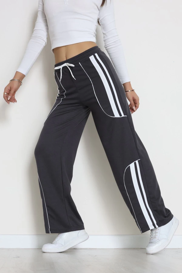 Şeritli 2 İplik Eşofman Altı Füme - 52172.1005.