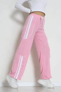 Şeritli 2 İplik Eşofman Altı Pembe - 52172.1005.