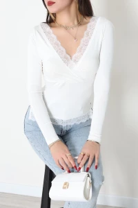 Dantel V Yaka Viskon Body Ekru - 5507.599.