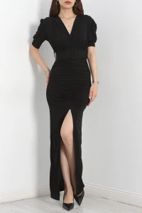 Kemer Detaylı Sandy Elbise Siyah - 582464.1592.