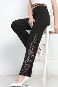 Dalgıç Kumaş Yanları Dantel Tayt Siyah - 60004.1905.