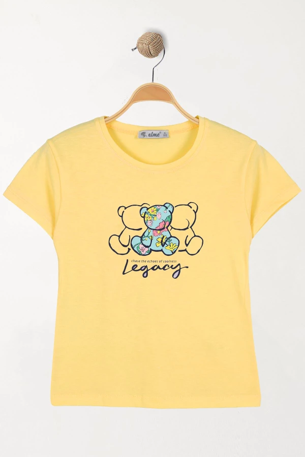 6-9 Yaş Baskılı Çocuk Tişört Sarı - 6250015.1576.