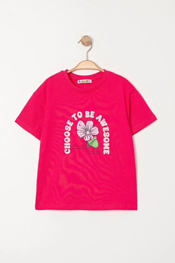 6-9 Yaş Çocuk Tişört Fuşya - 6254190.1576.