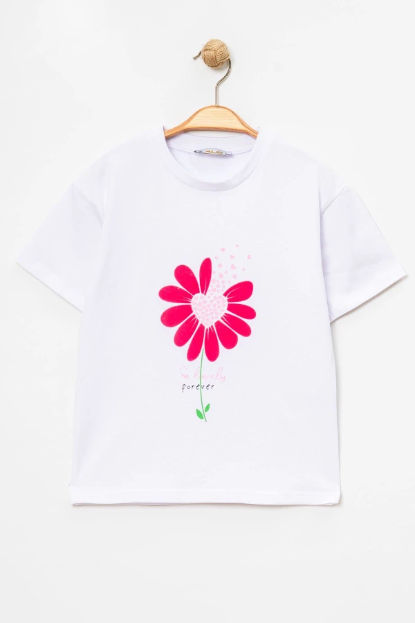 6-9 Yaş Kız Çocuk Tişört Beyaz - 6254192.1576.