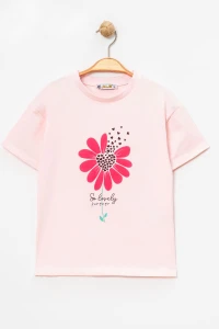 6-9 Yaş Kız Çocuk Tişört Pudra - 6254192.1576.