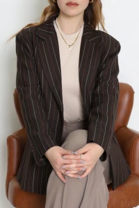 Astarlı Oversize Ceket Kahverengi - 6269.001.