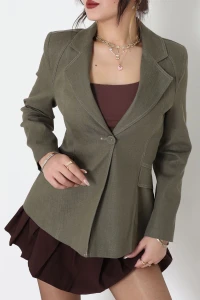 Astarlı Denim Ceket Yeşil - 6276.001.