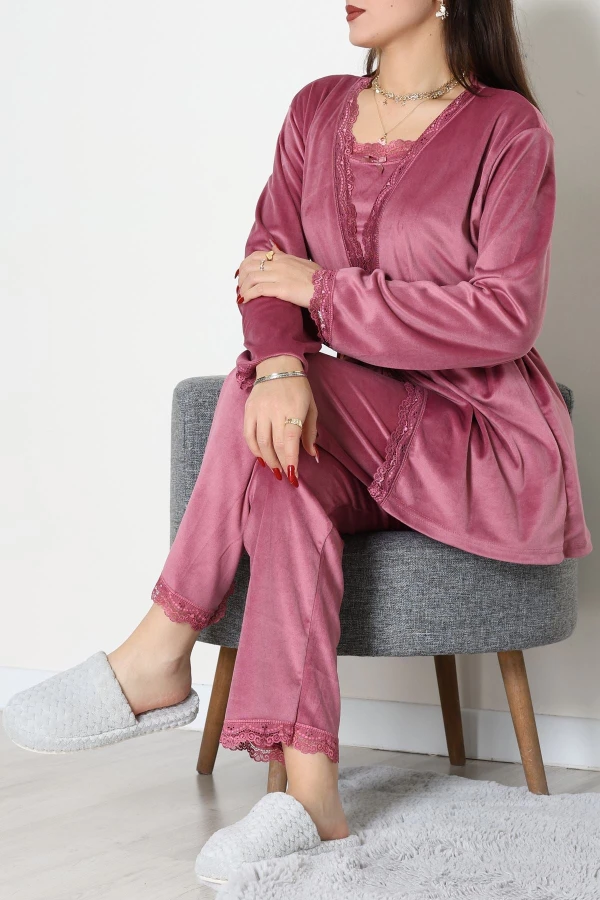 Kadife 3'Lü Set Takım Gülkurusu - 667.1287.