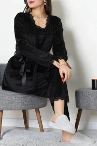 Kadife 3'Lü Set Takım Siyah - 667.1287.