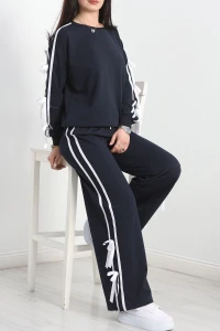 Özel Tasarım İki İplik Kurdele Detay Eşofman Takım Lacivert - 70164.1857.